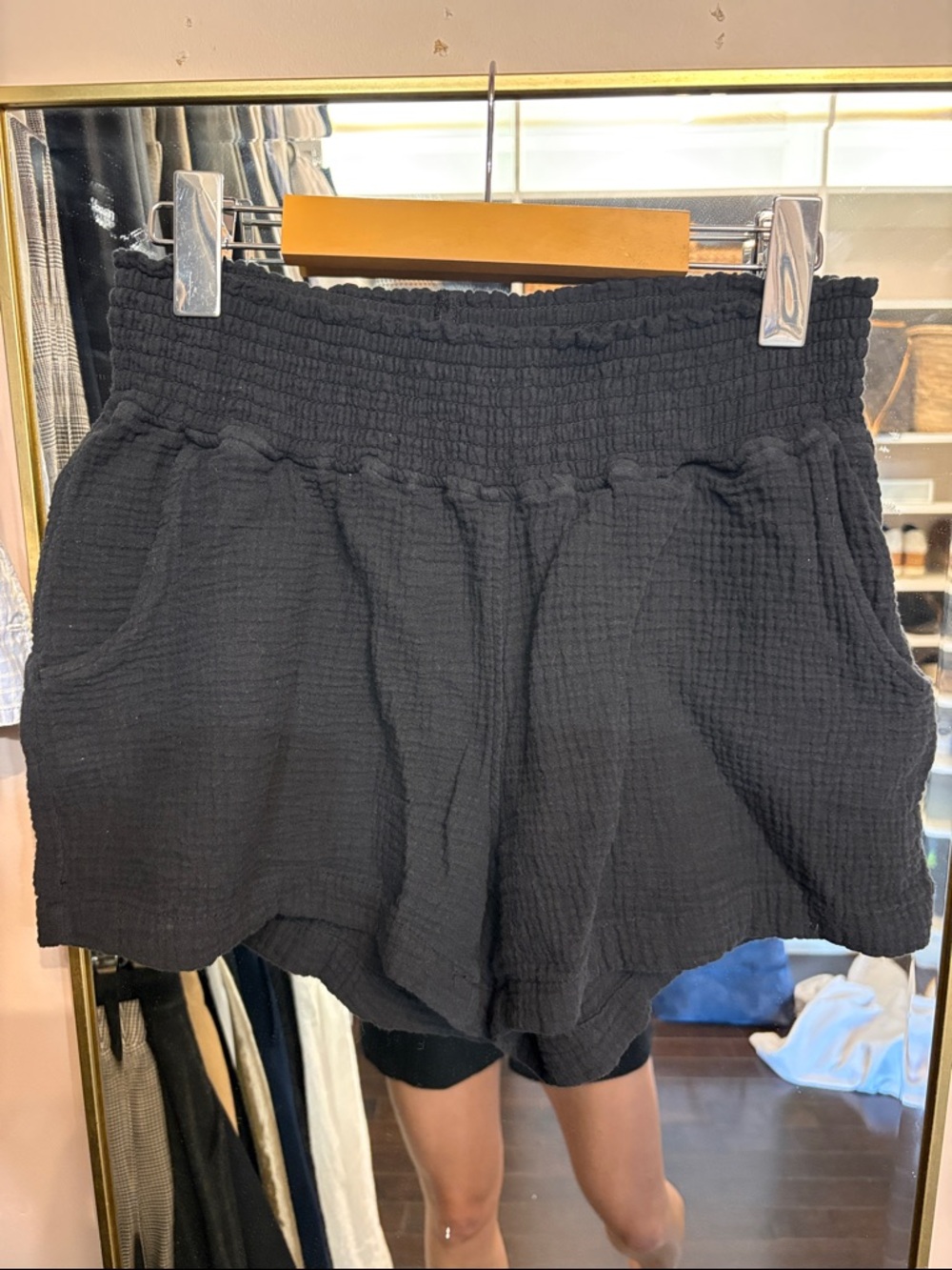 Source Unknown Black Smocked Waist Athletic Shorts